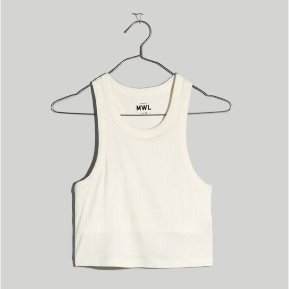 Madewell White Variegated Rib Crop Tank - Picture 3 of 4
